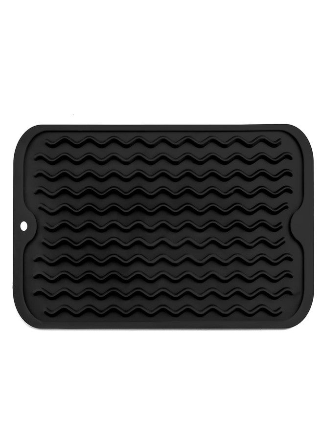 MicoYang Silicone Dish Drying Mat for Multiple Usage,Easy clean,Eco-friendly,Heat-resistant Silicone Mat for Kitchen Counter or Sink,Refrigerator or Drawer Liner Black S 12 inches x 6 inches - Image 1